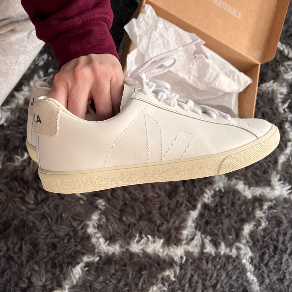 Veja White Leather Sneakers with Cream Sole